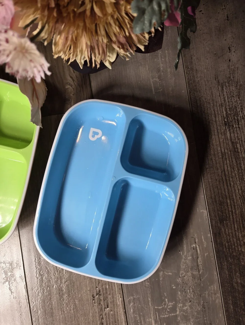 Munchkin Splash Toddler Divided Plates, Blue/Green, 2 Pack